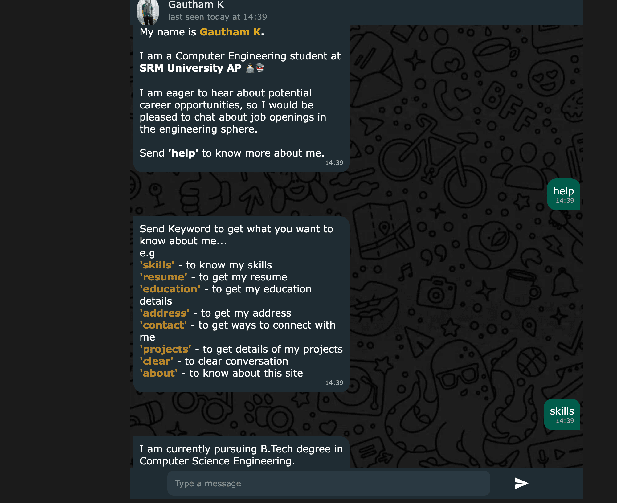Whatsapp ChatBot Portfolio